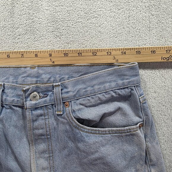 Levis 501 Jeans Mens 33x34 Light Wash Blue Button Fly Straight Leg Paint Stains - Picture 10 of 13